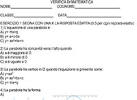 verifica matematica personalizzata parabola Febbraio 22 1